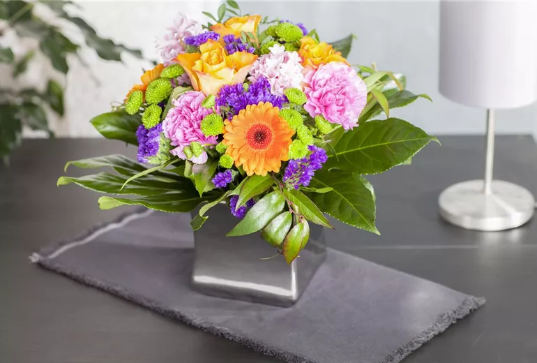 Stauß Pink (Dianthus caryophyllus, Rosa, orange, Gerbera)